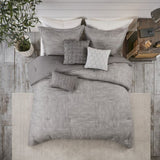7 Piece Printed Seersucker Comforter Set Grey Queen B03597114