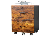 2-Drawer Rolling Wood File Cabinet with Lock, Brown & Black 91736369