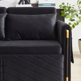 MH 54" Modern Convertible Sofa Bed with 2 Detachable Arm Pockets, Velvet Loveseat Sofa with Pull Out W1193P254888