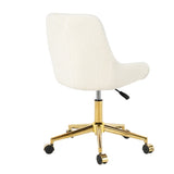Modern teddy fleece fabric with gold legs living room furniture dining chair, soft and comfortable, W210127514