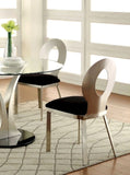 ZNTS Contemporary Silver Metal Frame 2pc Dining Chairs Black Microfiber Seat Dining Room Oval Back Satin B011P232975