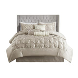 7 Piece Tufted Comforter Set Taupe Cal King B03596868