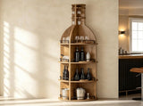 75 Inch Round Wine Cabinet with Shelves and Hanging Goblet Holder, Wine Rack 22556324