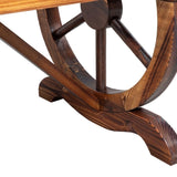 2-Person Rustic Garden Bench, Outdoor Wagon Wheel Porch Bench for Backyard Patio Garden, Brown 68112040