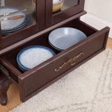 Curio Cabinet Lighted Glass Cabinet Glass Wine Cabinet Curio Display Cabinet with Adjustable Glass W2275P199813
