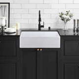 33" L X 20" W Single Basin Ceramic Farmhouse Kitchen Sink with Basket Strainer JY3320