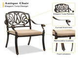 Set of 2 Cast Aluminum Patio Dining Chairs with Cushions, Stackable Outdoor Bistro Chairs for 96662218