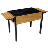 Raised Garden Bed, Metal Leg Wood Planter Boxes with Folding Storage Shelf,Elevated Planter Box for W465P182255