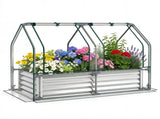 4 x 2 x 3 FT 3-in-1 Galvanized Raised Garden Bed with PVC Greenhouse Cover, Metal Elevated Planter 14650660