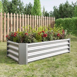 ZNTS Metal Raised Garden Bed, Rectangle Raised Planter 4×2×1ft for Flowers Plants, Vegetables Herb Silver 12226437