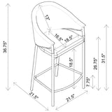 Beige and Glossy Black Sloped Arm Counter Height Stools B062P170015