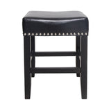 26" Backless Leather Counter Stools, 2-Pcs Set, Black 74493.00