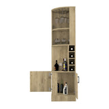 Syrah Corner Bar Cabinet, Eight Bottle Cubbies, Double Door, Two Open Shelves B070P211048