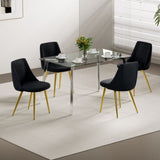 Modern simple velvet dining black chair home bedroom stool back dressing chair student desk chair W210115306