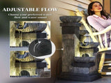 Outsunny 33.5" Outdoor Water, 4-Tier Floor Standing Resin Cascading Bowls Waterfall W2225P485602