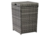 With Top Cover Iron Frame Rattan Trash Can Gary Gradient 14100479