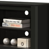 Benito Black 70"W TV Stand with Open Shelves and Cable Management B061P184949