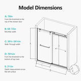 68-72 inches *76 inches Frameless Double Sliding Soft-Close Shower Door, 3/8 inches Thick W1552P174981
