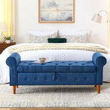 62" Bedroom Tufted Button Storage Bench, Modern Fabric Upholstered Ottoman, Window Bench, Rolled Arm W1853112514