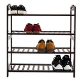 ZNTS Concise 12-Batten 4 Tiers Bamboo Shoe Rack Coffee 55358061