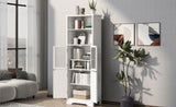 White Tall Storage Cabinet with Shelves and Doors for Bathroom, Kitchen and Living Room, MDF Board WF295070AAK