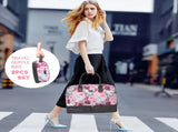 Canvas Weekender Bag, Overnight Travel Carry On Duffel with Shoe Pouch and Toiletry Bag-Flower 72945047
