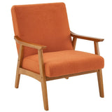 Solid Wood Armrest Teddy Velvet Simple Single Indoor Lounge Chair Backrest Burnt Orange 87153687