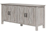 Gray Kitchen Sideboard Buffet 4 Barn Doors, 2 Adjustable Shelves for Home Storage 59440570