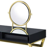 Coleen Black & Gold Finish Vanity Desk W/Mirror & Jewelry Tray B2726P315736