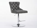 Thick Chrome Swivel Velvet Barstools,Adjustable 25-33"Height,Modern Upholstered with17.7" W1143P335043