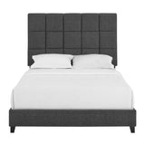 Queen Size Grey Squares Upholstered Platform Bed B108P160260