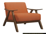 Modern Home Furniture Orange Color Fabric Upholstered 1pc Accent Chair Cushion Back and Seat Walnut B01172865