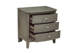 ZNTS Bedroom Furniture 3 Drawers Nightstand Gray Finish Birch Veneer Nickel Hardware Bed Side Table B01146198