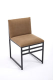 Modern Dining Chairs set of 2, Upholstered Linen cushions and backrest with minimalist craft iron W1249P257010