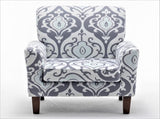Patterned Polyester Blend Armchair, Solid Birch Wood Frame with Brown Tapered Legs, Foam Padded 17010575