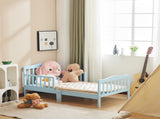 Blue painted pine wood toddler bed with side rails, 135*75*62.5cm, single layer bed for children 23050956