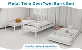 Heavy-duty Sturdy Meta Twin over Twin Bunk Bed/l/ Noise Reduced/ Safety Guardrail/No Box Spring W1935P300342