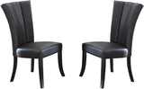 ZNTS Black Faux Leather Upholstered Lines back Set of 2pc Chairs Dining Room Wide Flair back Chair HSESF00F1591