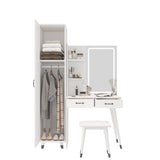 Makeup Vanity Table Slim Armoire Wardrobe Set, Dressing Table with LED Mirror Power Outlets 97156589