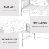 White Garden Bench,Outdoor Patio Bench with Armrests 47237753