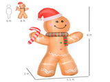 8ft Christmas Inflatable Gingerbread Man with a Candy Cane, Outdoor Blow-Up Yard Decoration with LED 95834892