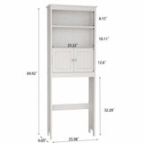 ZNTS Over The Toilet Rack 2 -Tier Toilet Bathroom Spacesaver Storage Shelf with 2 Doors Wood Storage W112049945