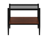 Set of 2 Rectangle End Table, Tempered Glass Tabletop with MDF layer, Modern Table for Living Room , W241P184249