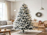 7ft Flocked Christmas Tree Hinged Design 2679 Tips 350 Warm White LEDs 04971051