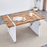 Natural Wood Grain MDF Dining Table - 55"x31.5" Stable Design.Suitable For Various Modern Home Decor W2920P232766