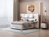 Queen Size Upholstered Platform Bed, Two Outlets and USB Charging Ports on Both Sides, Two Bedside 25985797