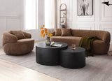 360&deg Swivel Mid Century Modern Curved Sofa, 1-Seat Cloud couch Boucle sofa Fabric Couch for Living W87691483