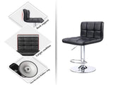 Set of 2 Bar Stools Adjustable Swivel Armless Barstools with PU Leather, Black 34198006