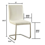 ZNTS Modern Elegance White Color Leatherette 2pcs Dining Chairs Chrome Metal Legs Dining Room Side Chairs B011P178974