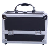 ZNTS SM-2176 Aluminum Makeup Train Case Jewelry Box Cosmetic Organizer with Mirror 9"x6"x6" Black 12276436